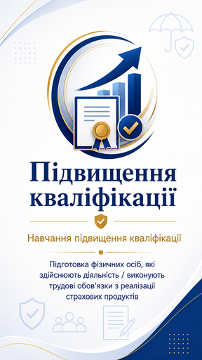Навчання підвищення кваліфікації "Підготовка фізичних осіб, які здійснюють діяльність/виконують трудові обов’язки з реалізації страхових продуктів"